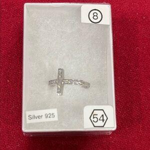 Sparkling Silver Cross Ring